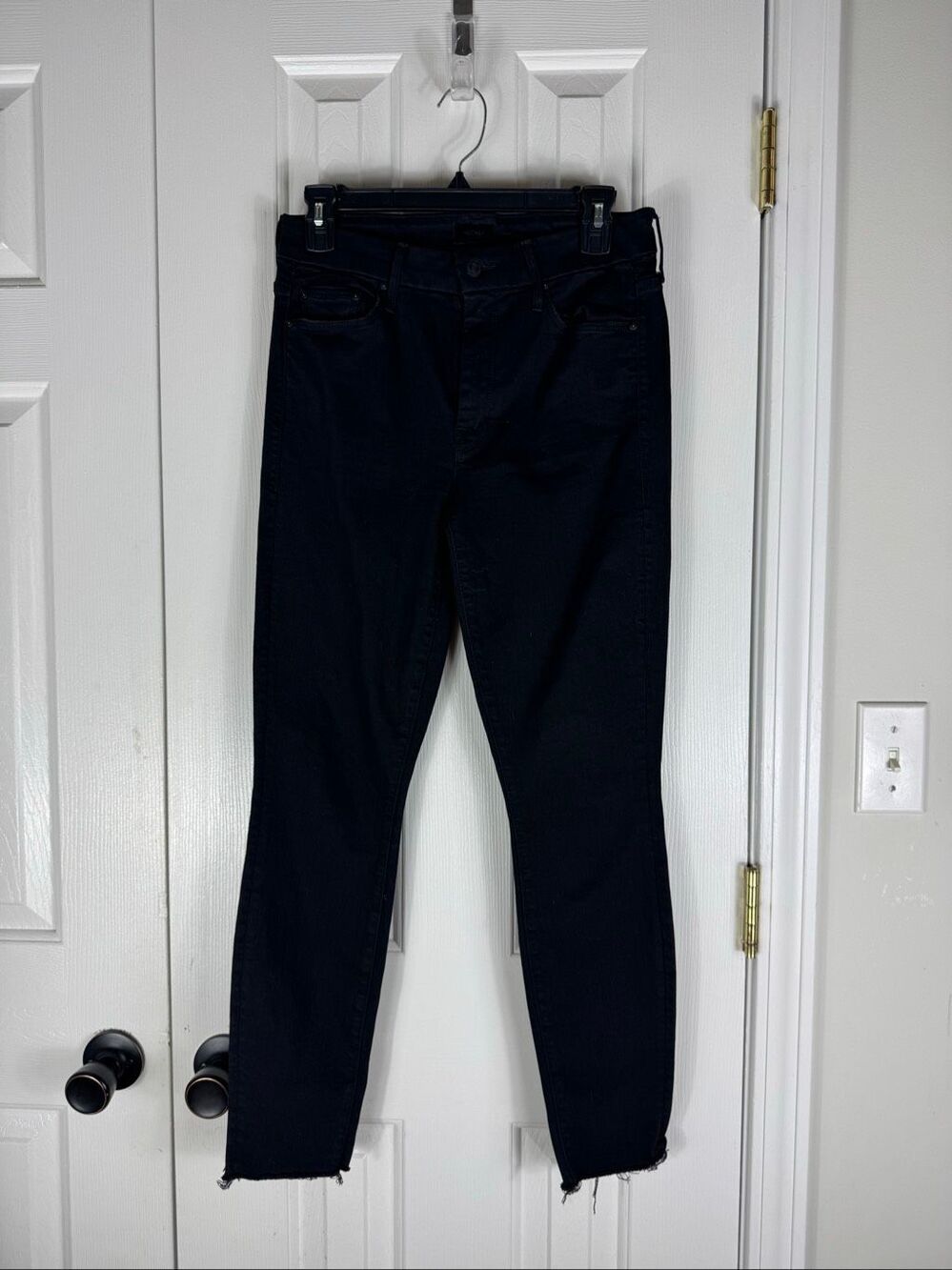 Mother Womens Black The Looker Ankle Fray Jeans Size 28